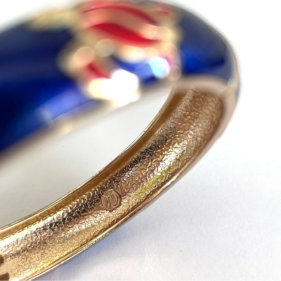 Hawaiian Enamel Turtle Honu Style Bangle Clamper Bracelet Blue - Picture 3 of 5